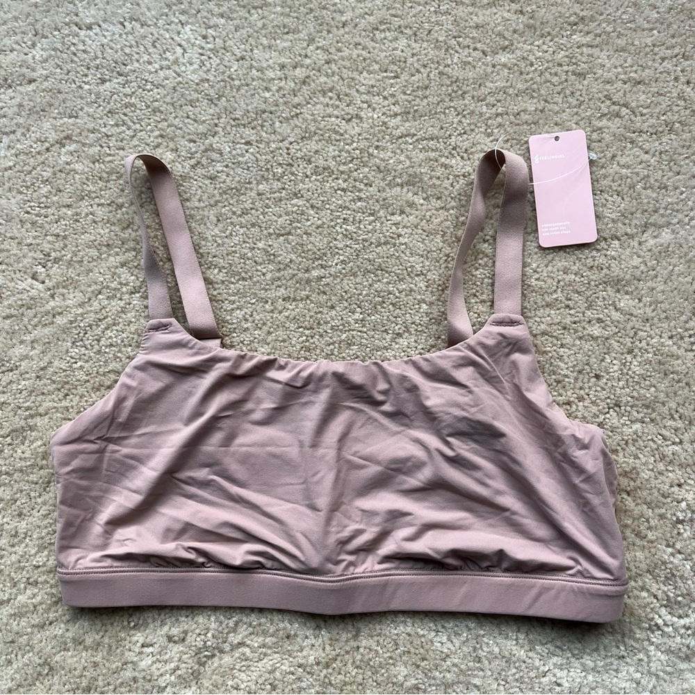 Feelingirl Everyday Comfort Bralette in Mauve Pink Bra XL